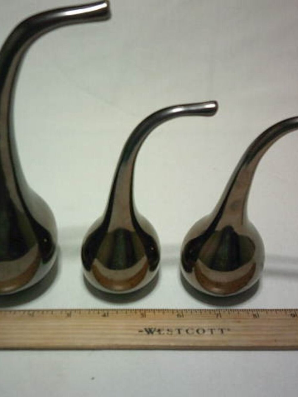 3 RARE VTG POLISHED BRASS GOURD DESIGN HAND BLOWN ART FIGURINE PIECES URN ??? 🔥